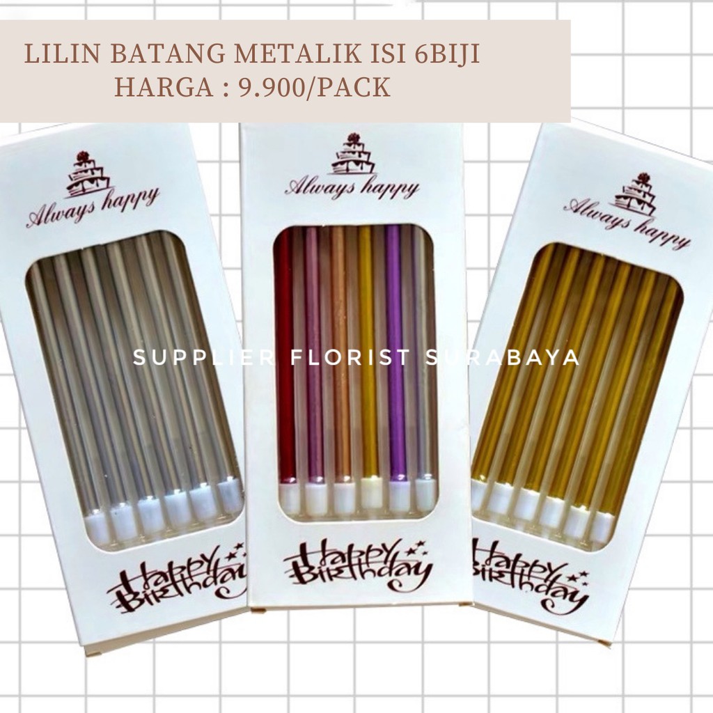 LILIN BATANG BIRTHDAY ULANG TAHUN METALIK ISI 6 BIJI PER PACK