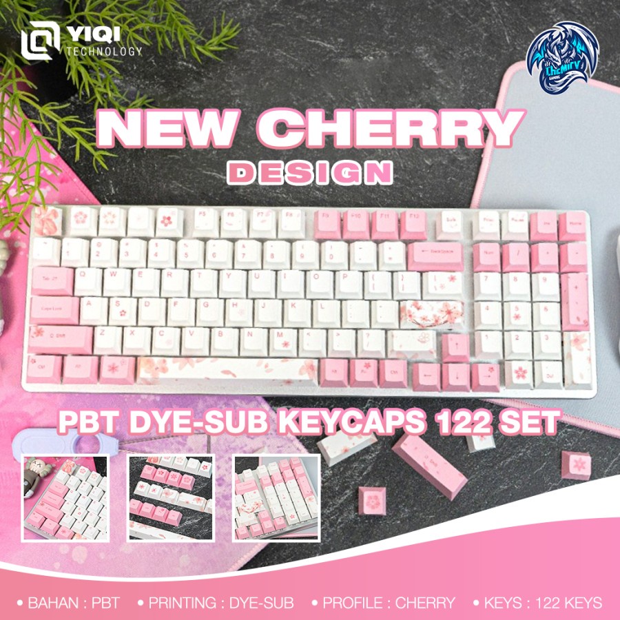 Yiqi New Cherry PBT Dye-sub Keycaps 122 set Cherry Profile