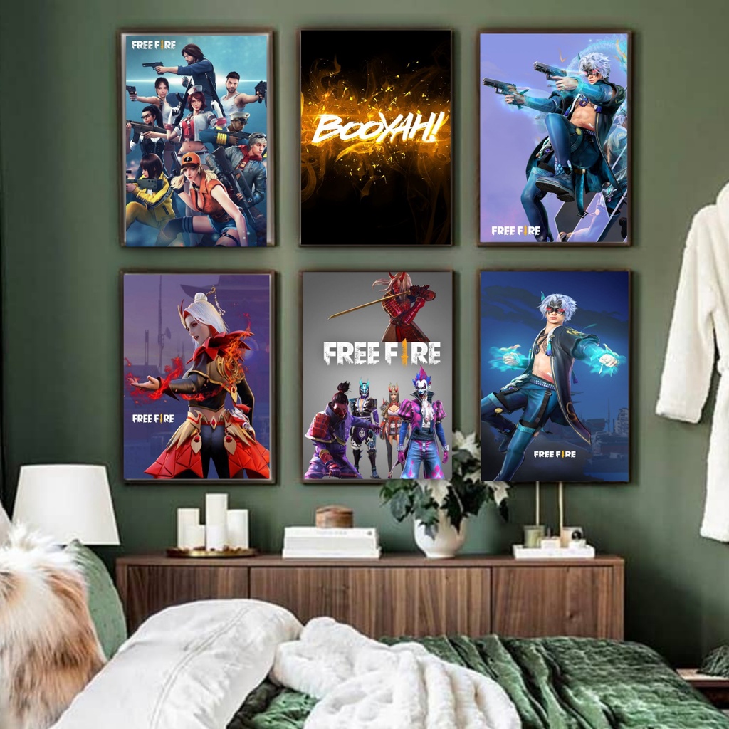 Hiasan dinding kamar poster freefire skin ff royal pass pajangan dekorasi kamar gaming