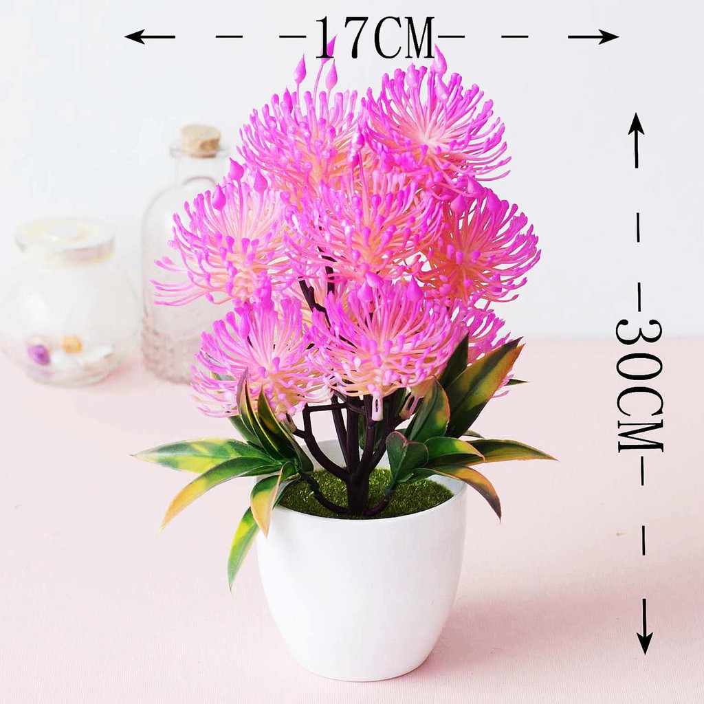 AM612 Bunga plastik / pajangan bunga Artificial / Vas Bulat-2