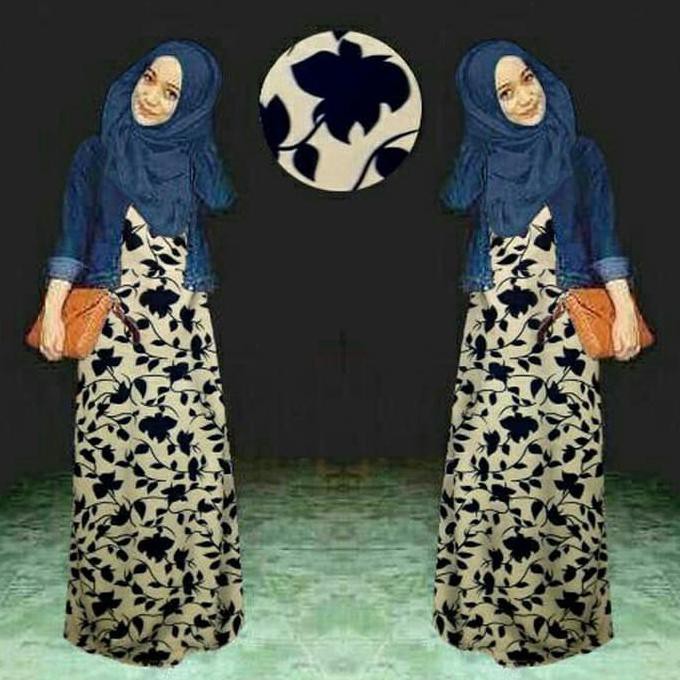 Set Naura Maxi Jeans Outer Hijabers Gamis Muslimah Terbaru A044