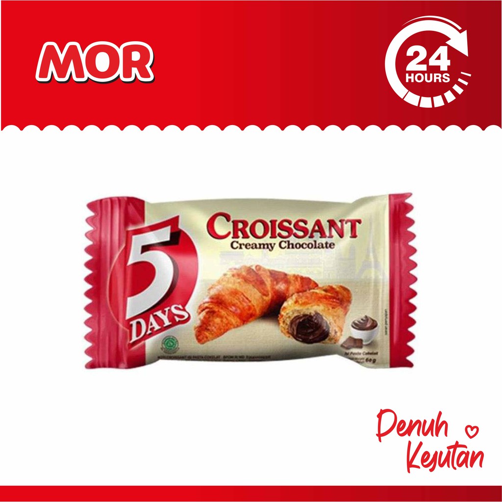 

5 DAYS Croissant Creamy Chocolate Roti Krim Coklat 60 gr