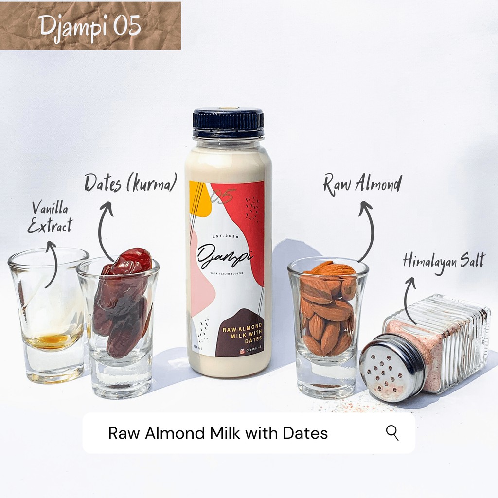 

Djampi 05 - Raw Almond Milk with Dates (Susu Almond dengan Kurma) - 250 ml