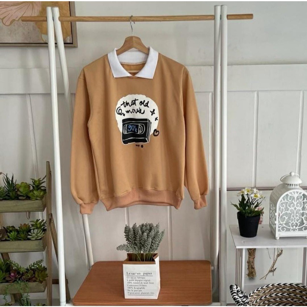 BEFAST - ZFS OOTD Wanita Sweater HLIYA / MOVIE SWEATER FLEECE OVERISIZE / Sweater Wanita Motif / Sweater Keluaran Terbaru 2021 / Sweater Remaja Kekinian / Sweater Model Korean / Sweater Kerah / Sweater Trendy / Fashion Wanita Sweater