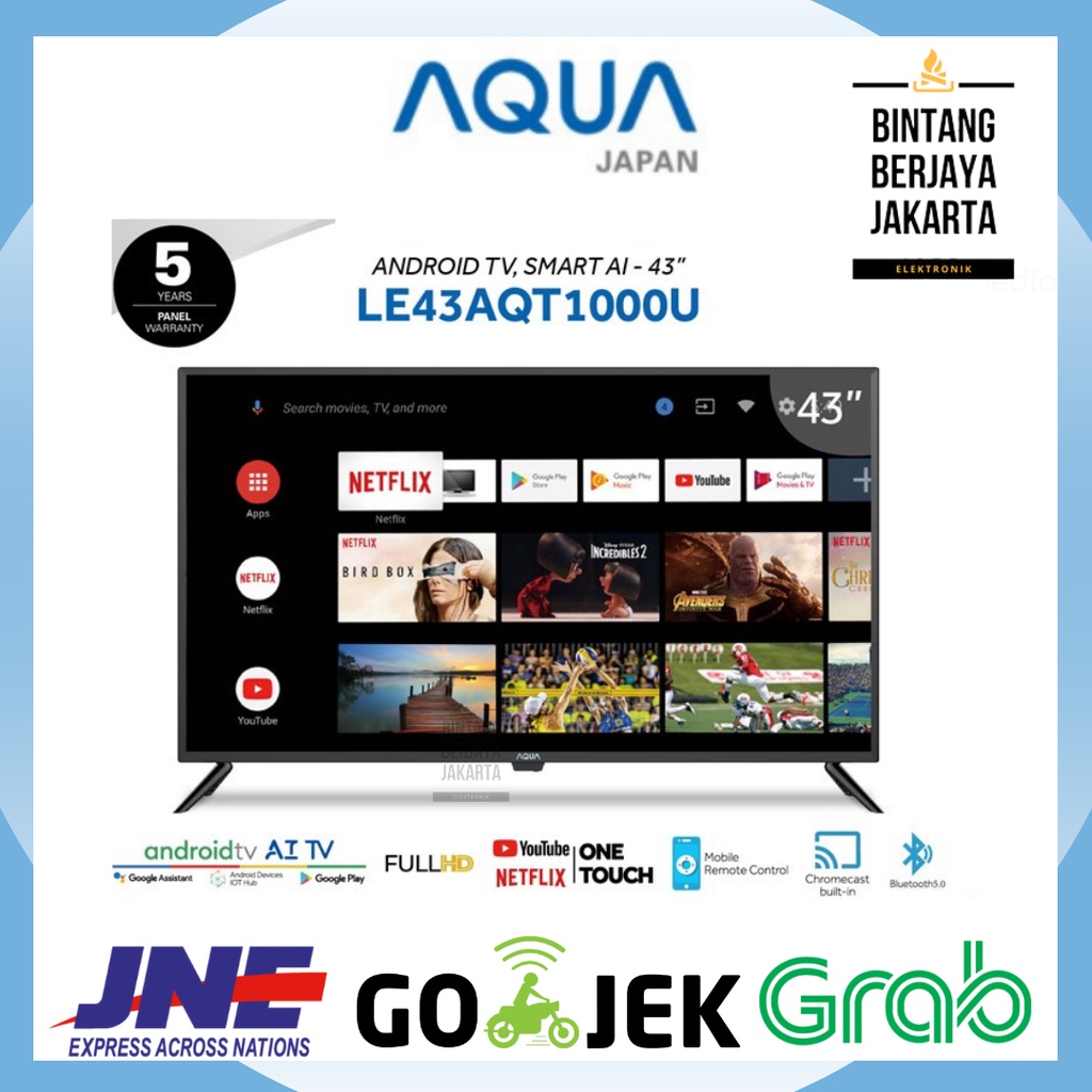 AQUA JAPAN TV LED Android Smart TV 43AQT1000 - 43 Inch LE43AQT1000U / 43AQT1000U