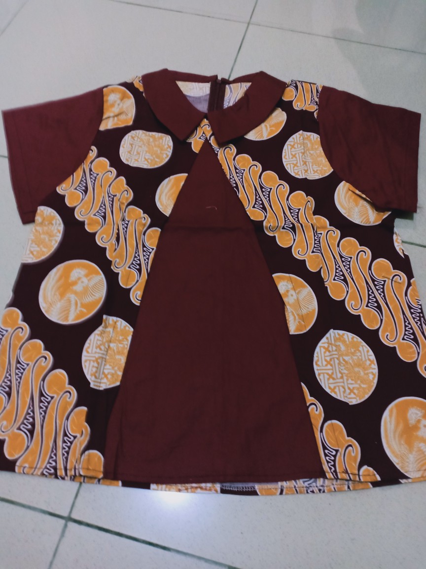 Po-33 Atasan Batik Wanita Katun Strecth Lengan Pendek U/ Kerja Kantoran Model Baru