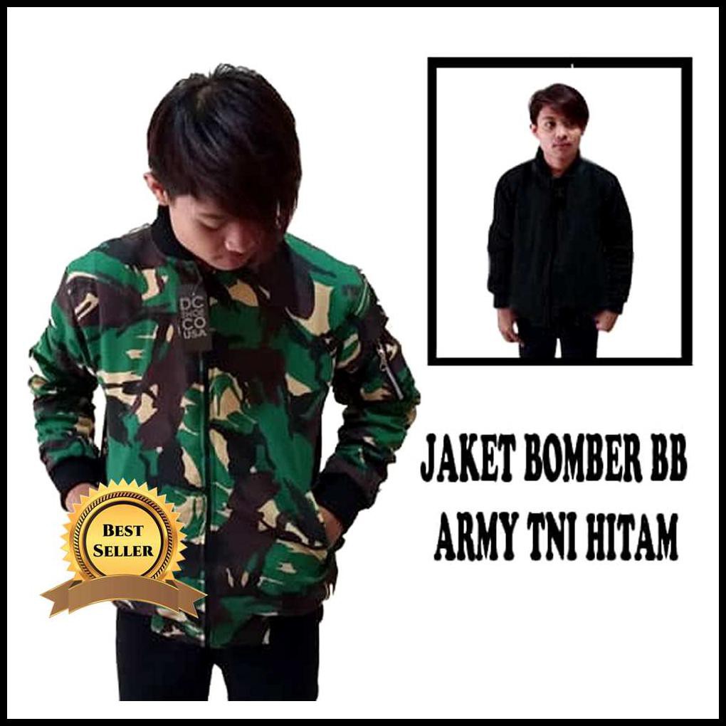 MURAH MERIAH JAKET BOMBER BB LORENG TNI HITAM BUKAN PARASUT PARKA
