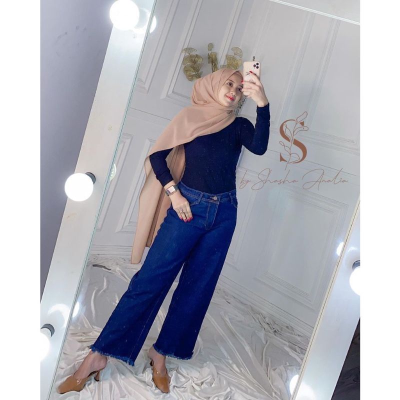 Jeans kulot high waist Celana kulot Blue - Ice blue