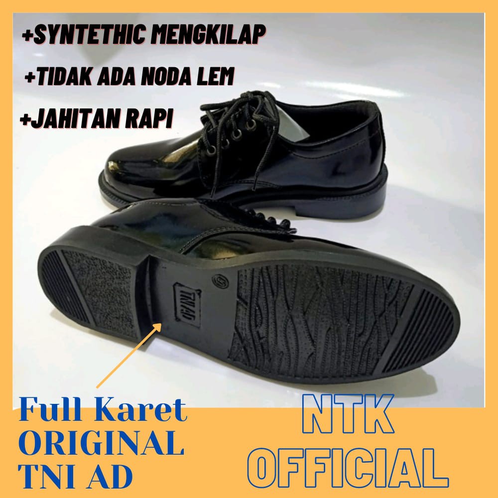 Sepatu PDH Pendek 01 TNI Dinas PDH TNI AD AL AU Formal Pria POLRI Satpam Security POLISI SEPATU KERJA Hitam Mengkilap Dengan Tali Size 39 - 45 (DT01)