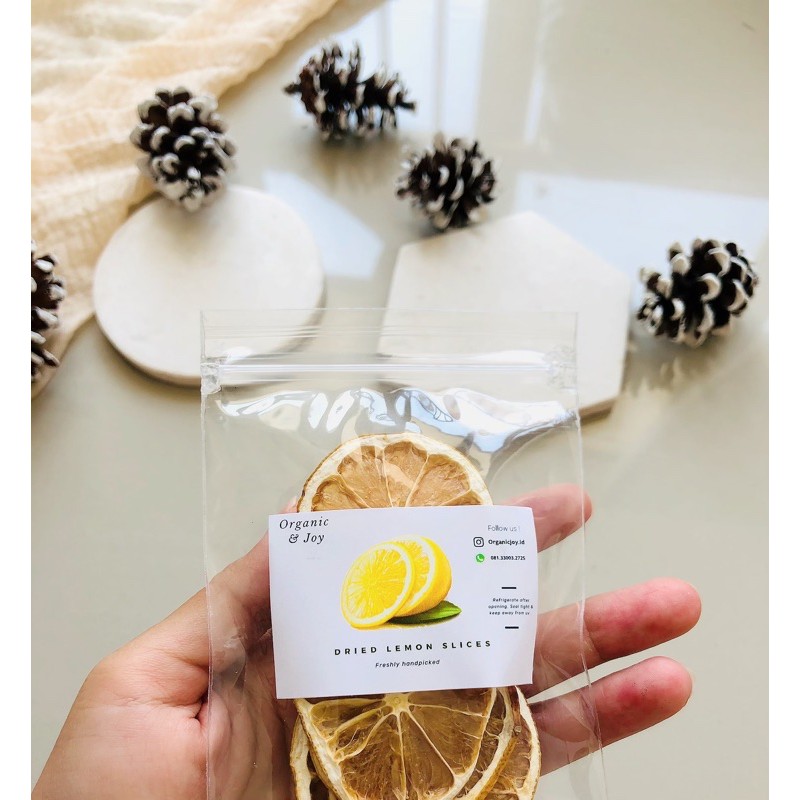 Organic&amp;Joy • Dried lemon Slices/ Lemon iris kering murni (Immune booster,Antioxidant,teh buah lemon,bisa untuk infused water/ baking/kue/olahan makanan/minuman lain)