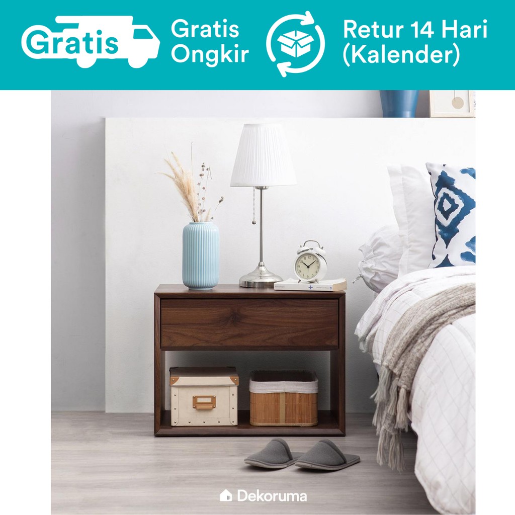 Dekoruma Riko Meja Nakas Minimalis Kamar Tidur dengan Laci Dekoruma Riko Meja Nakas Minimalis Kamar Tidur dengan Laci