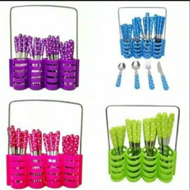 Sendok Polkadot / Sendok Polkadot Stainless / Sendok Garpu Set / Sendok Makan