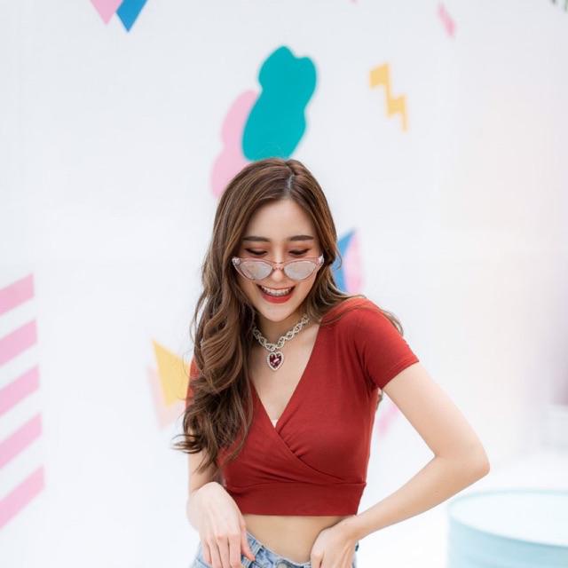 Tq88indonesia Baju Crop Wanita Terbaru / Shendy Top / Baju Seksi Wanita / Baju Crop lengan Pendek Cewek / Blouse Crop