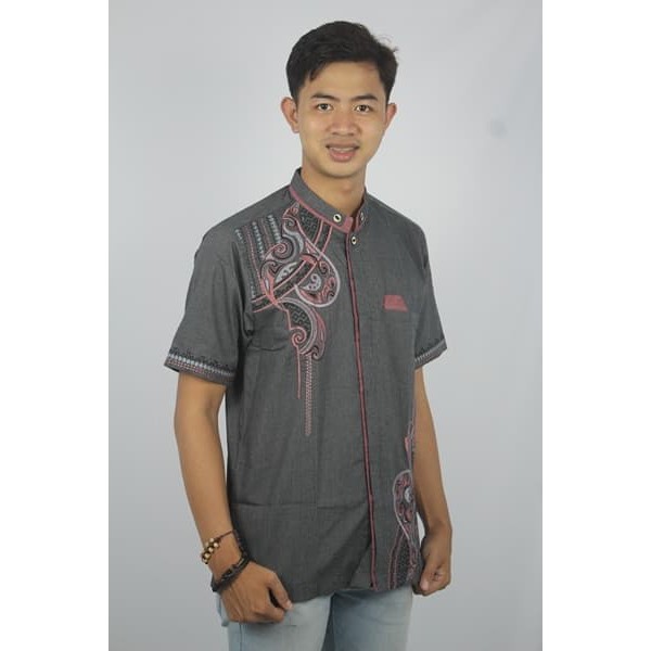 MY BAJU KOKO PRIA BORDIR CASUAL KODE AD 123 HITAM - HITAM, M