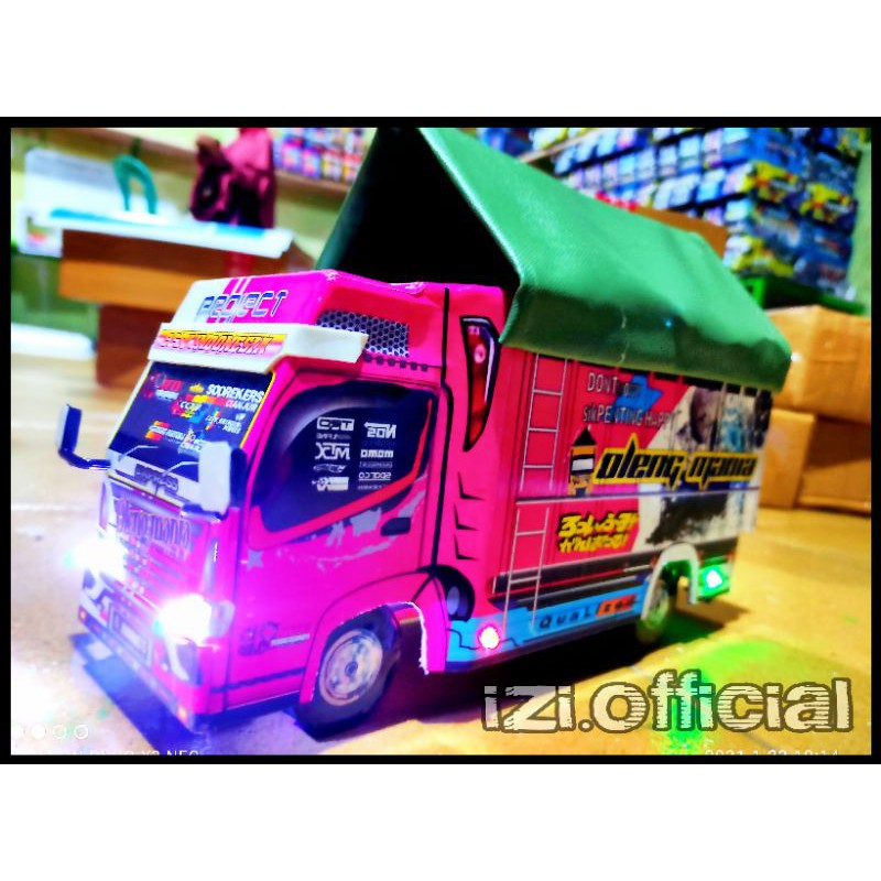 MINIATUR TRUK OLENG MINIATUR TRUK MURAH OLENG MANIA FULL LAMPU TERPAL RODA KAYU