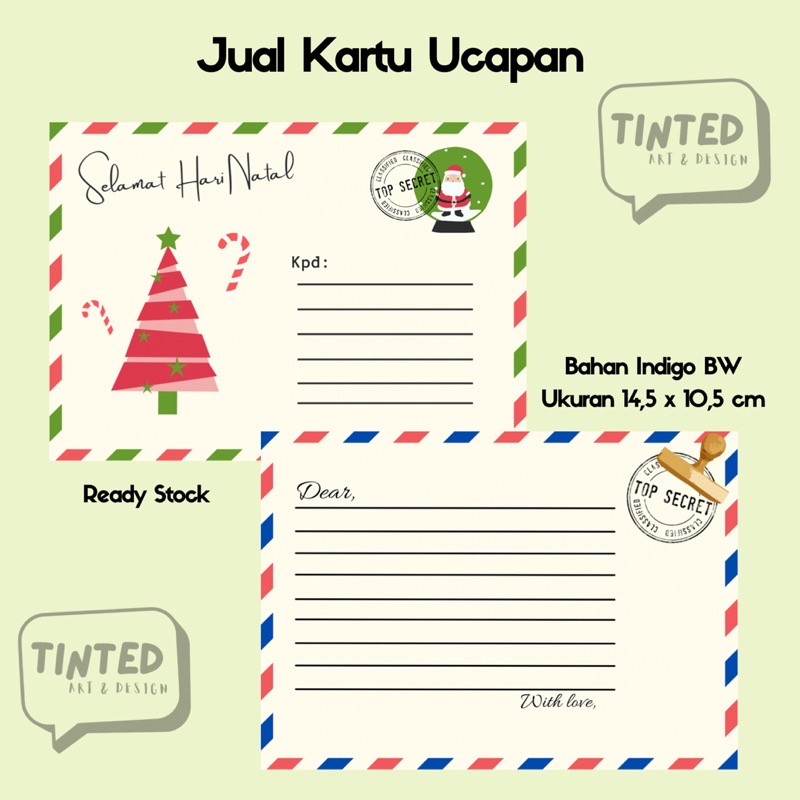 

ISI 2 PCS KARTU UCAPAN POSTCARD NOTES NATAL KARTU UCAPAN AMPLOP UK 14,5 x 10,5 cm