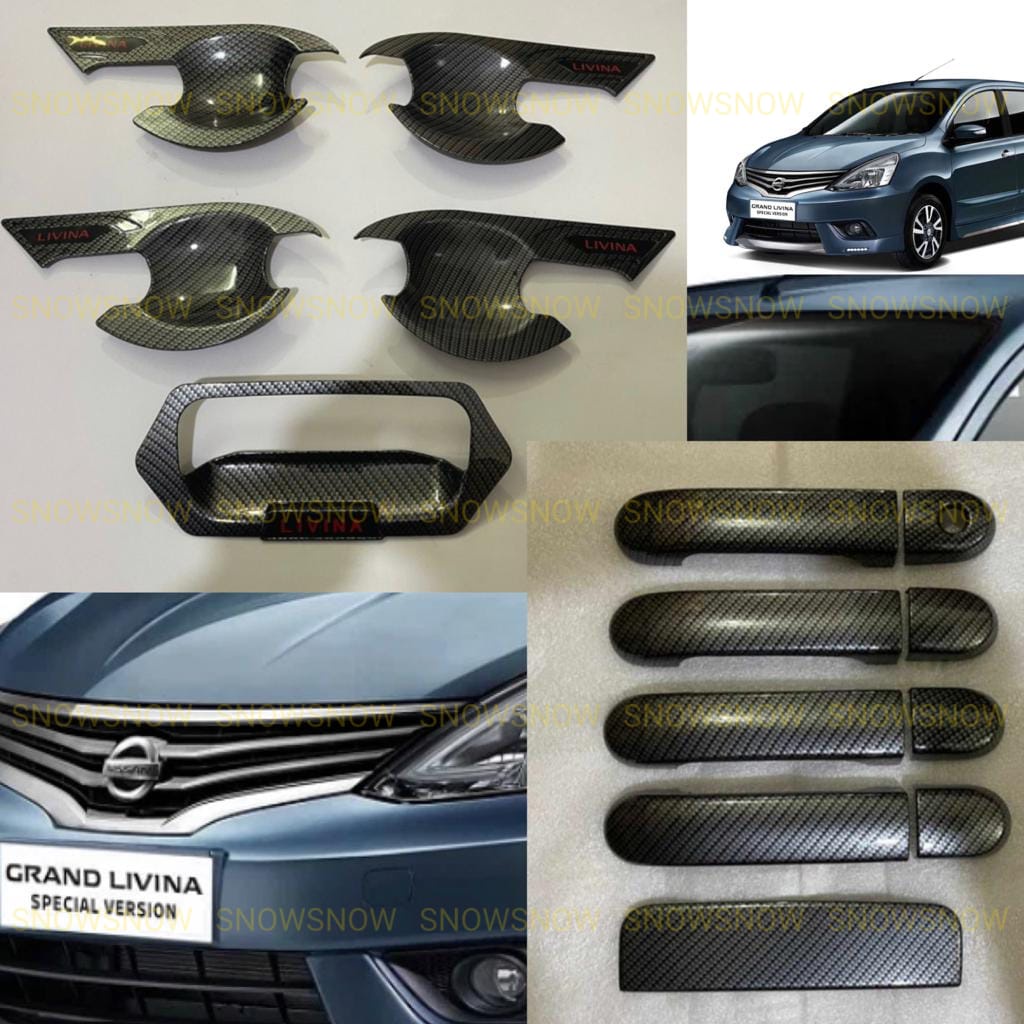 Paket Outer Handle Cover Grand Livina Lama Old 2008 2014 2018 Carbon