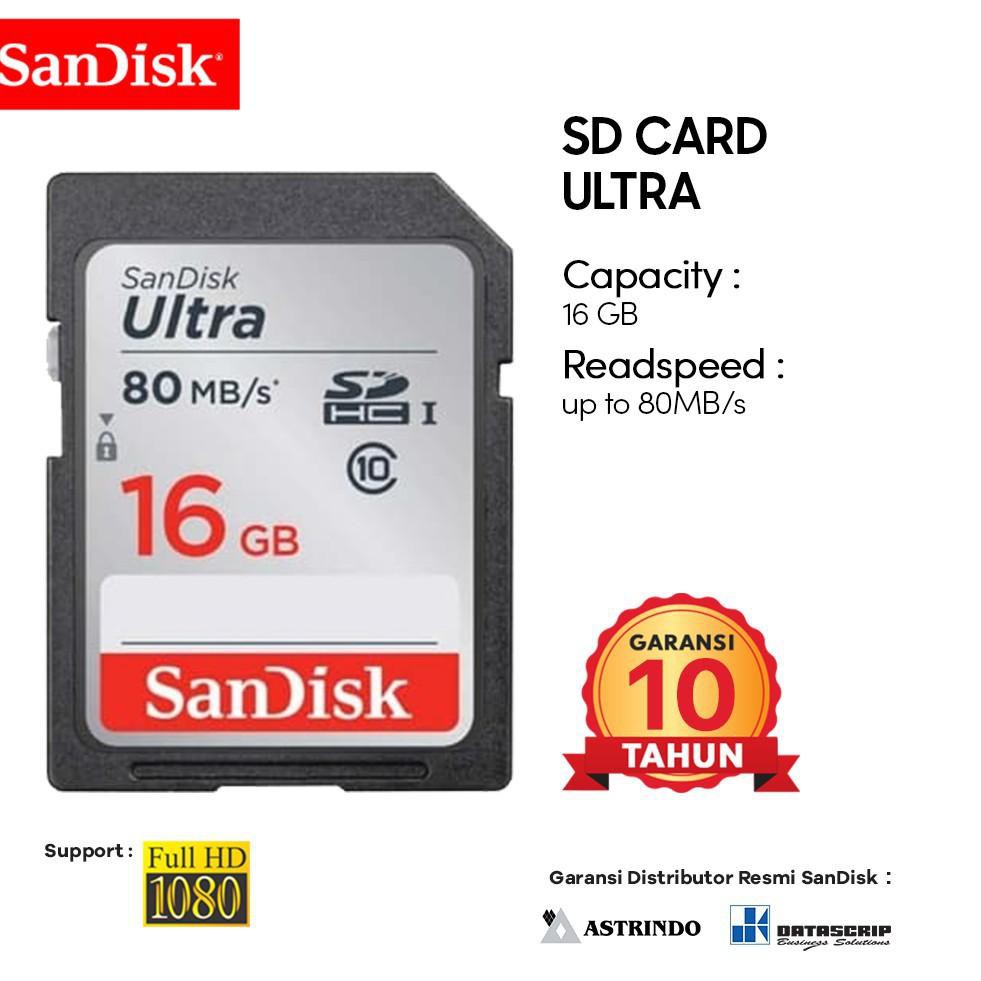 ☊ Sandisk ultra 16gb sd card memori sandisk original sandisk official store ❃