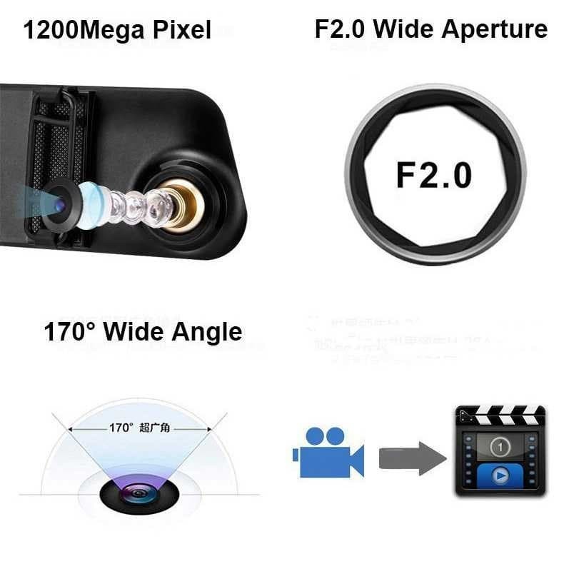 Hidden dashcam 1080p dual camera with 4.3 inch kualitas bagus