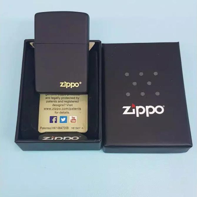FALSH SALE Zippo Matte Hitam Tulisan Gold Grade Ori