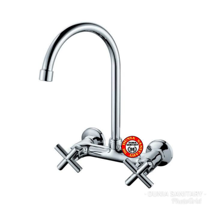 kran sink mixer /kran cuci piring panas dingin dinding kuningan