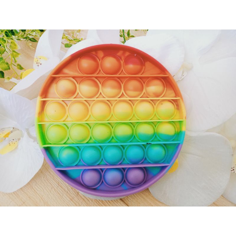 Pop It Grosir langsung kirim / pop It rainbow murah / Mainan anak / pop it besar 14cm n/ pop it viral / popit rainbow / pop it / pop / mainan anak edukasi-Bulat rainbow