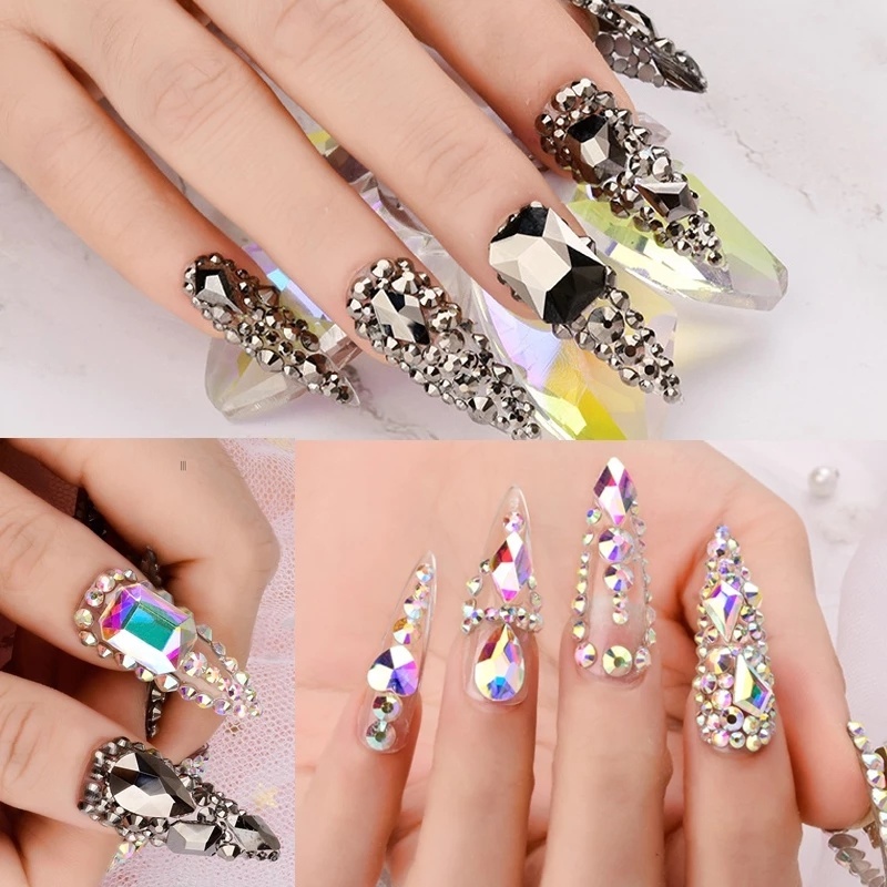 100 Pcs Kristal Berlian Imitasi Warna-Warni Untuk Dekorasi Nail Art