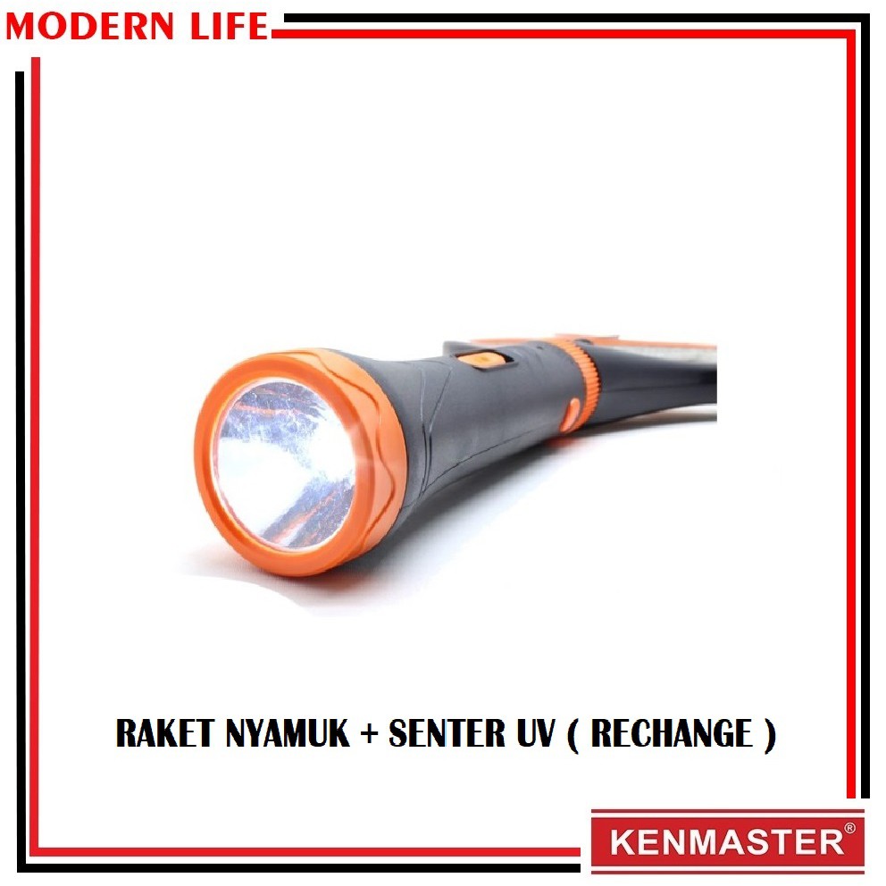 Raket Nyamuk + Lampu Senter UV Recharge Kenmaster