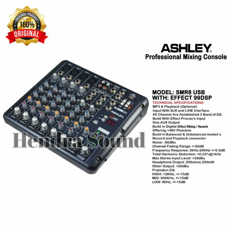 Mixer Audio Ashley SMR 8 Hardcase ORIGINAL (8 channel)