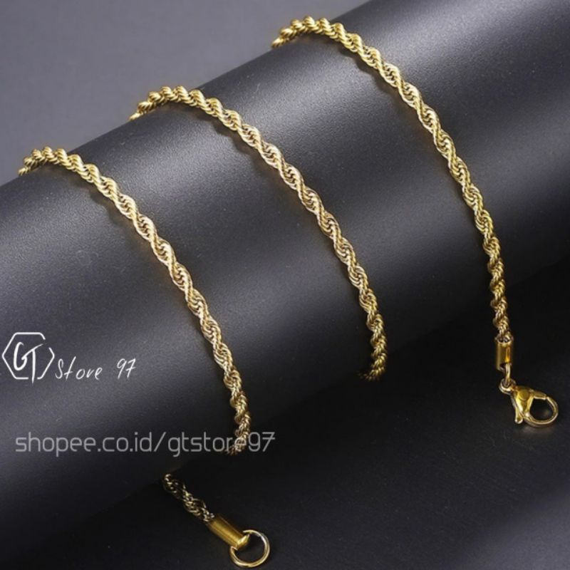 Kalung Titanium Pria Emas Anti Karat Kalung Titanium Rante Gold Titanium Kalung Rantai Cowok Cewek Wanita Cowo Cewe Kalung Stainless Steel Anti Pudar