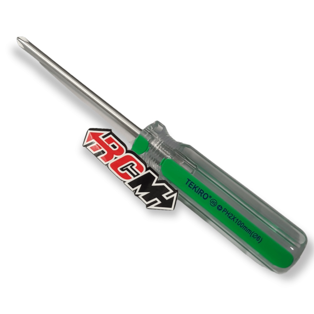 SCREWDRIVER SCREW DRIVER IN LINE GARIS COLOR GREEN HIJAU DREI OBENG GAGANG KRISTAL CRISTAL CRYSTAL PLUS KEMBANG ( + ) PH2 X 100 125 150 200 (6) ORI ORIGINAL TEKIRO ASLI