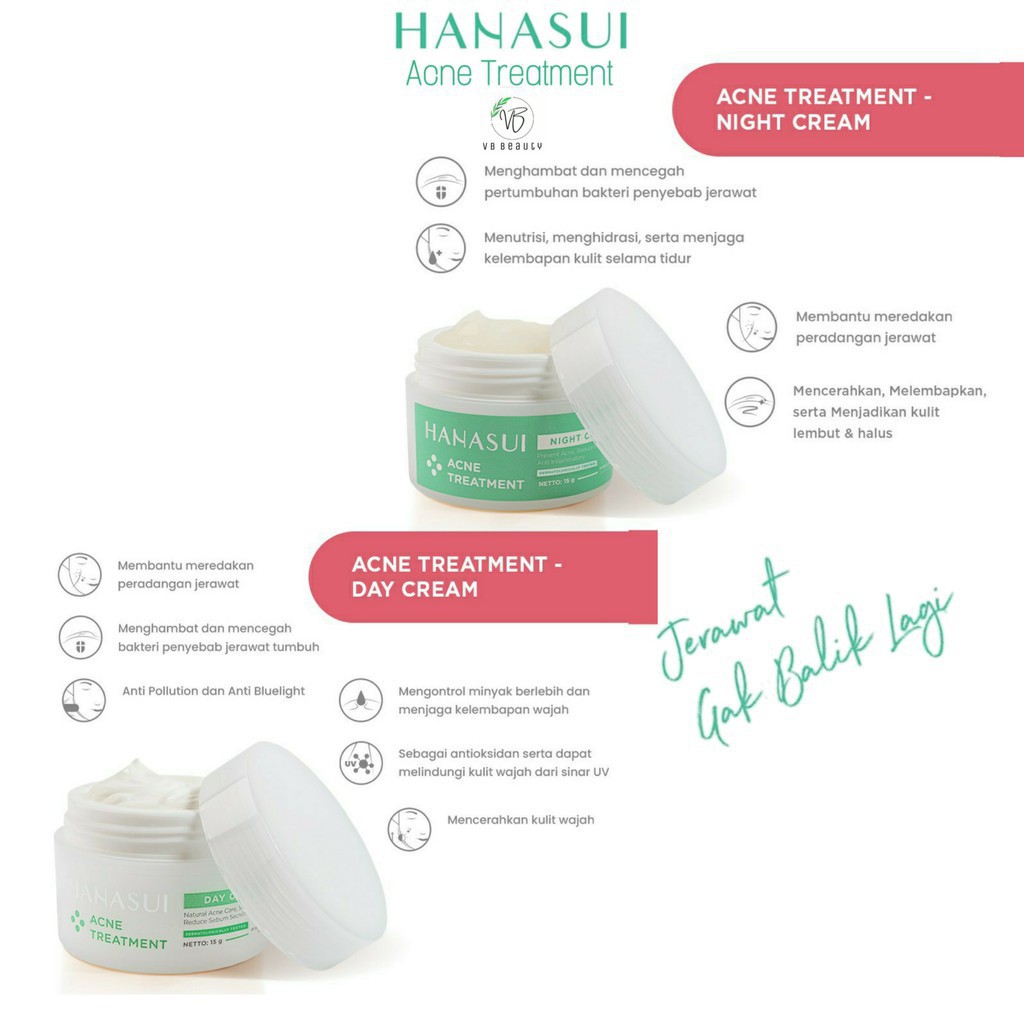 HANASUI ANTI ACNE TREATMENT DAY CREAM &amp; NIGHT CREAM 15GR