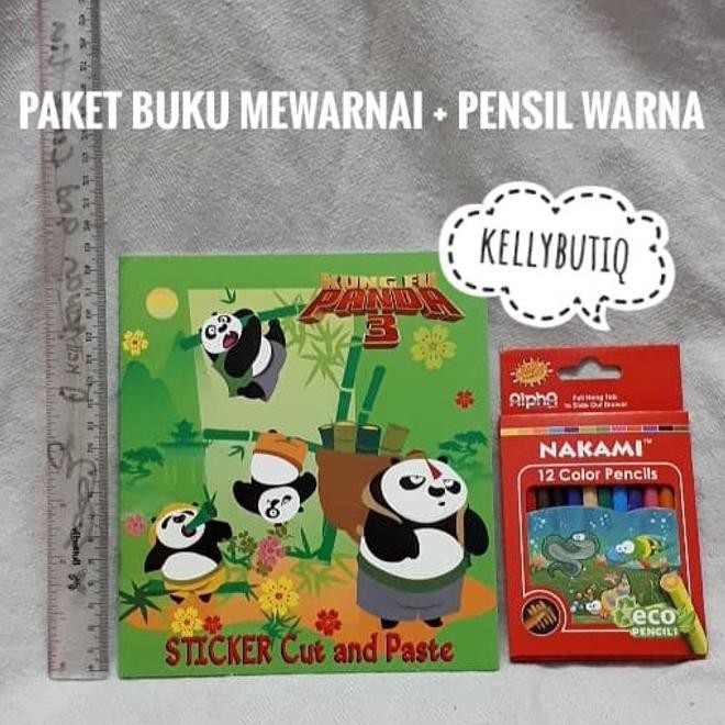 

Paket Buku Mewarnai, Stiker Set Pensil Warna Karakter Kungfu Panda 3
