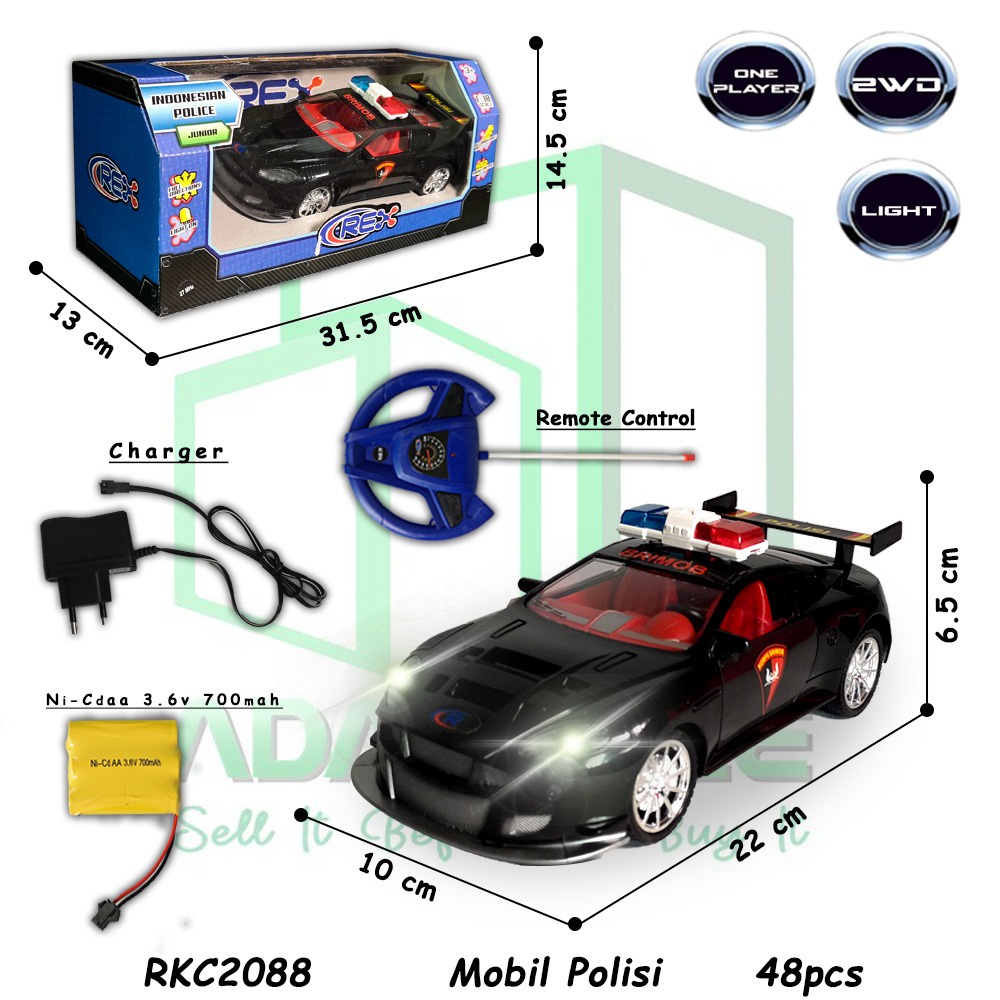 Mobil remote control RKC 2088 RC Sedan Polisi Police Car mainan anak laki laki Remot Kontrol Besar R