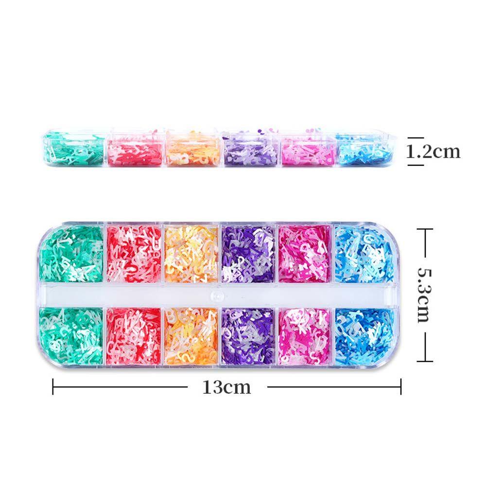 Mxbeauty 26huruf Kuku Payet DIY Pesona Manicure Nail Art Dekorasi Hiasan Kuku Set Shiny Mixed Letter Nail Flakes