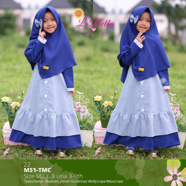 LBG-237 Baju Muslim Gamis Anak Katun Labella