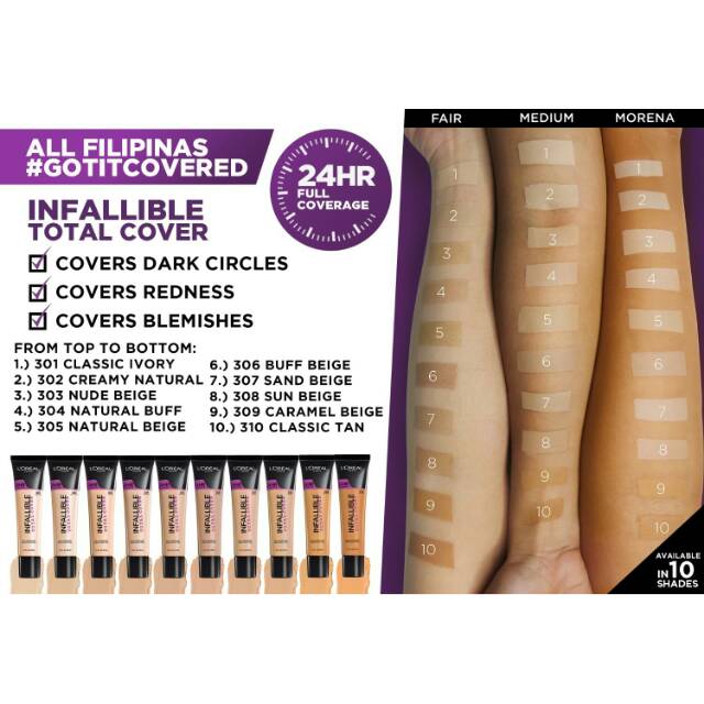 LOREAL PARIS INFALLIBLE TOTAL COVER FOUNDATION