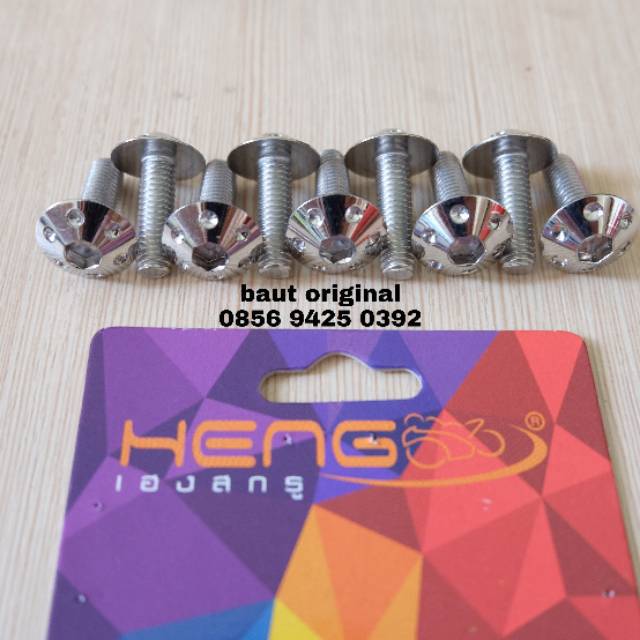 Baut payung probolt bintik silver stainless 6x20 drat 10 panjang 2 cm original heng thailand