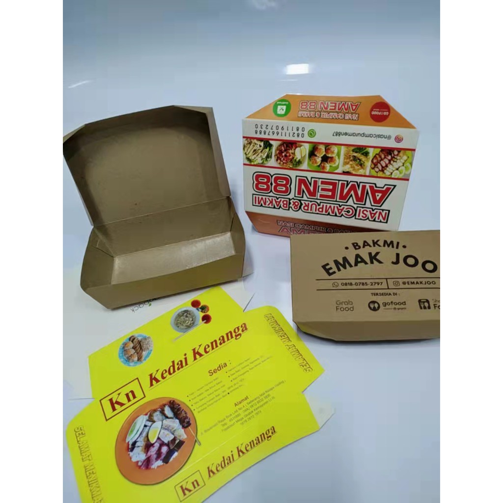 Kotak Makanan Foodgrade, Paper Foodbox , Dus makanan size standard KHUSUS CUSTOM - Cokelat Putih