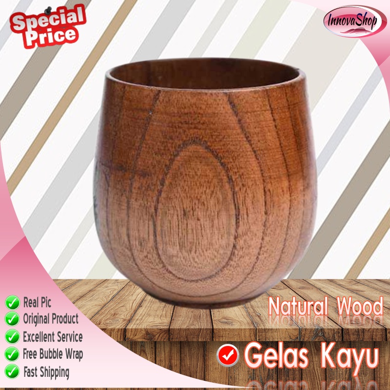 Gelas Mug Kopi Teh Kayu Unik Wooden Glass
