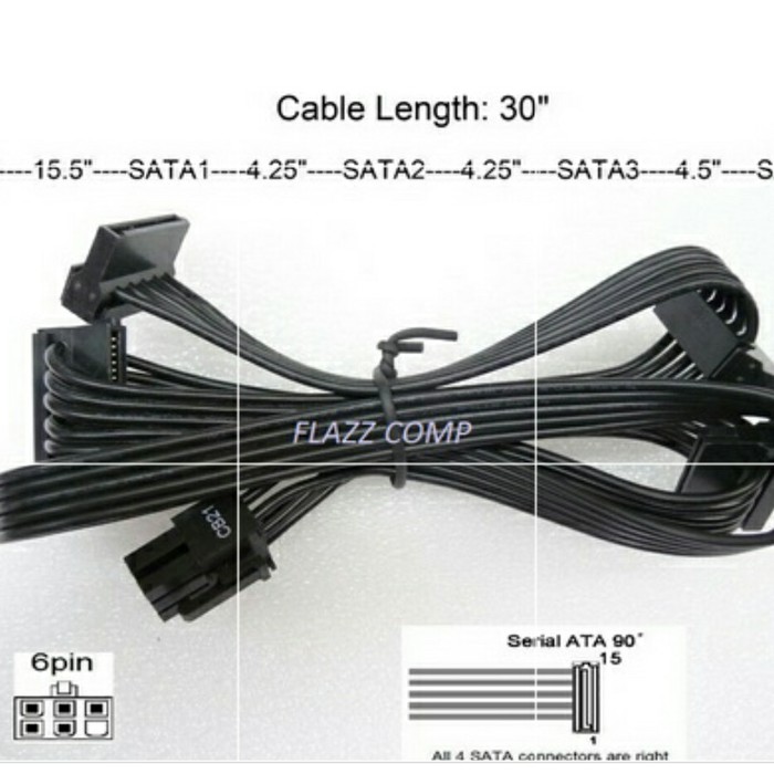 Kabel Modular Seasonic dari PSU 6pin ke SATA