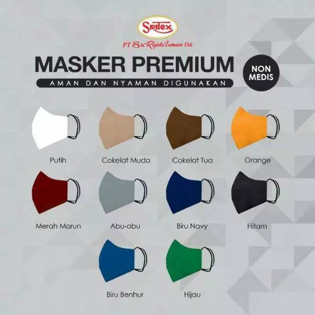 Masker Sritex PREMIUM WARNA - ORIGINAL 100% - Masker Kain Anti Air Droplet