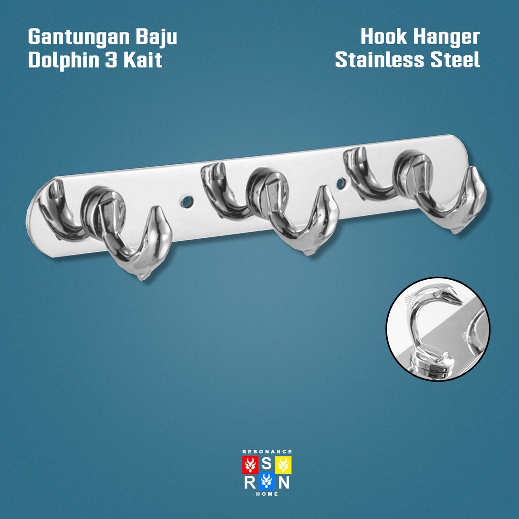 Gantungan Dinding Model Lumba-Lumba / Hanger 3 Hook Resonance Home