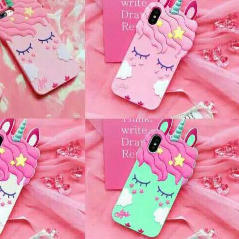 ➳ Case 3D Redmi 4a 4x 5a 6a karakter Unicorn Casing Soft ➴