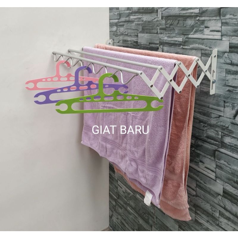 Jemuran Dinding Lipat Aluminium / Jemuran Tarik 75 cm 100 cm 120 cm / Jemuran Hanger Dinding