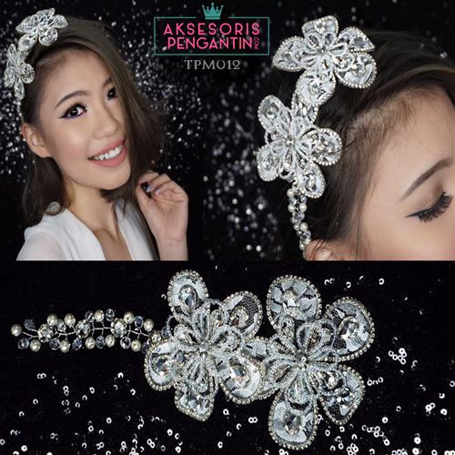 [BISA COD] AKSESORIS PENGANTIN HEADPIECE HAIRBAND TIARA WEDDING TPM012