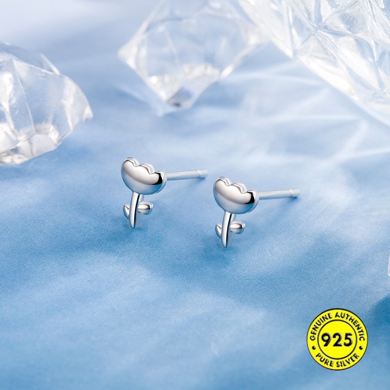 Anting Stud Mini Bentuk Tulip Bahan Sterling Silver Untuk Perempuan