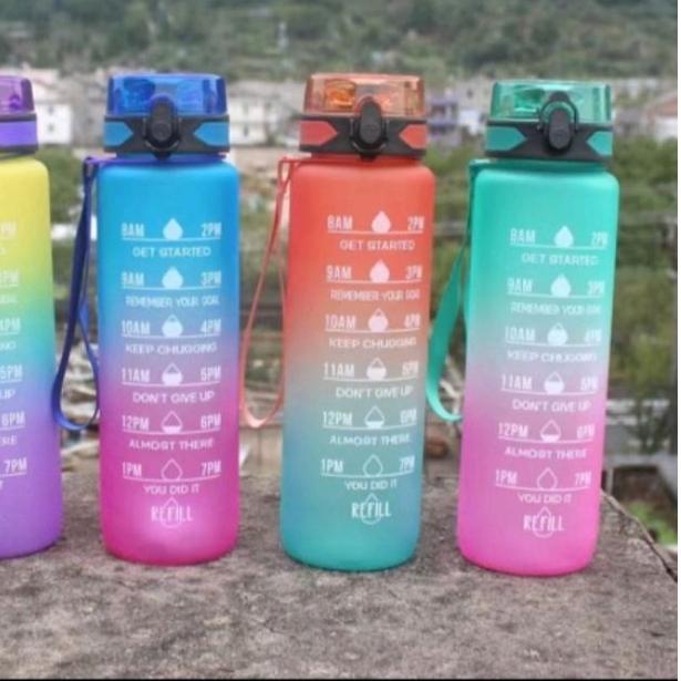 ✯ BOTOL 1LITER VIRAL/NAGITA/BOTOL PELANGI PENANDA WAKTU FREE STICKER ✈