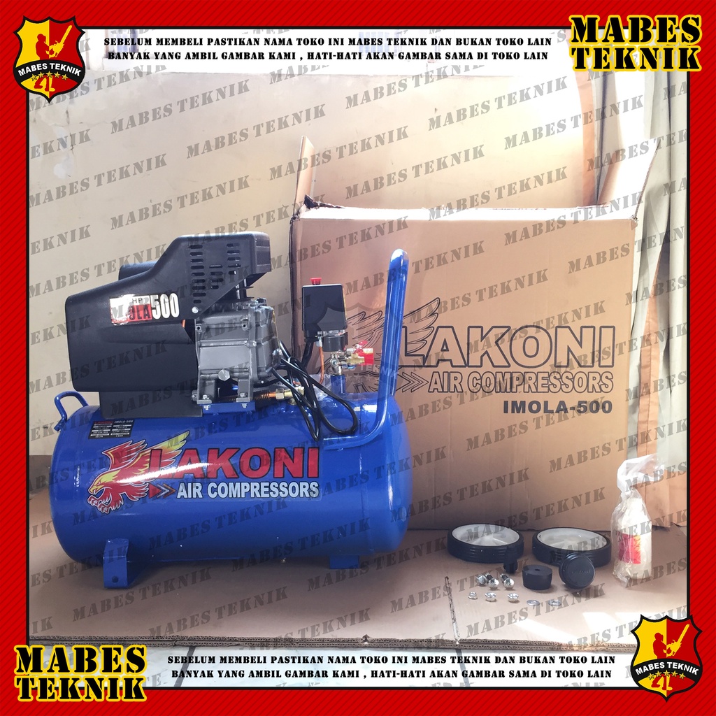 LAKONI IMOLA 500 - KOMPRESOR ANGIN 2.5HP / 2.5PK - TANKI 50L / 50 LITER - LISTRIK 1750W - GARANSI