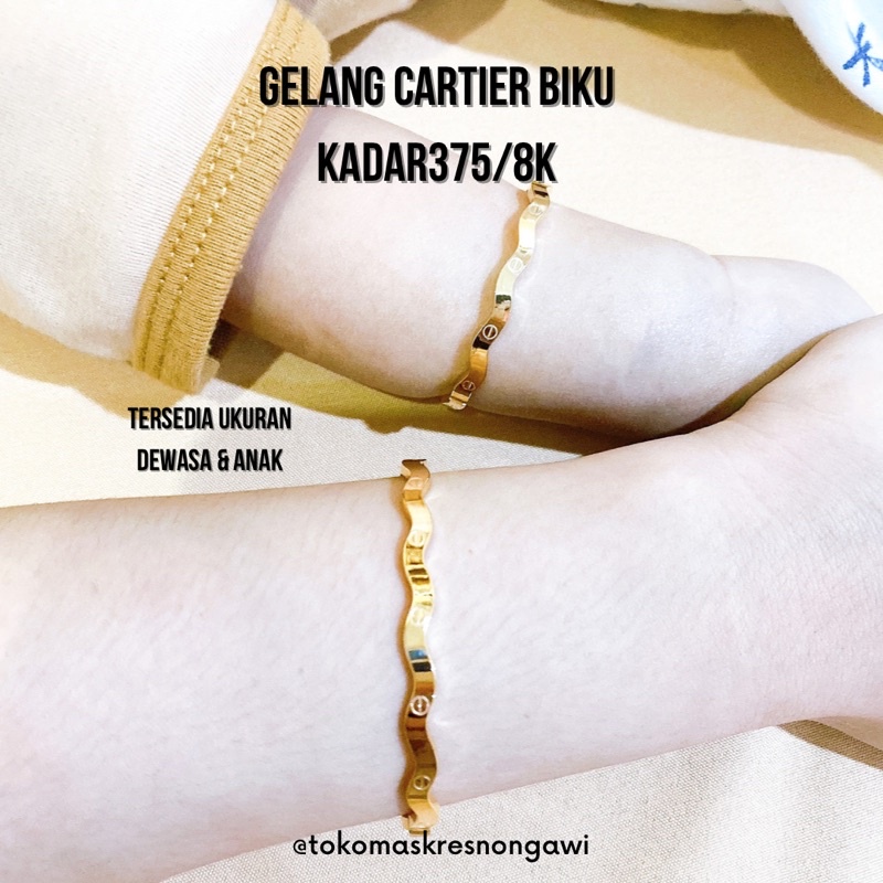 gelang emas kartir Biku dewasa atau anak kadar375/8k